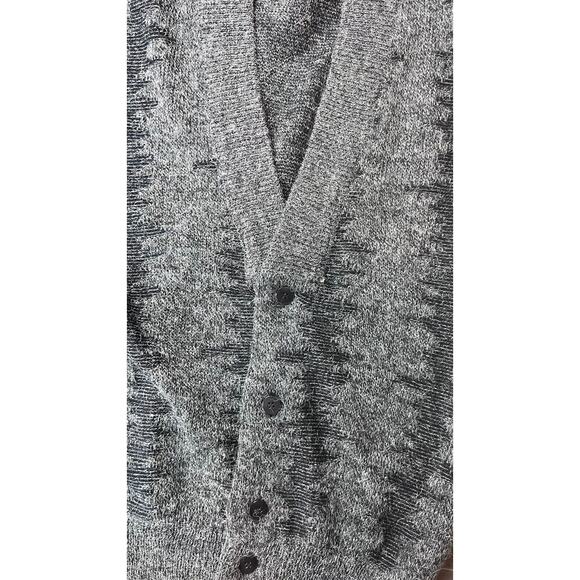Vintage Jed Wear Men's Sm Cardigan Sweater Black Gray Acrylic Wool Blend Grandpa - Picture 3 of 4